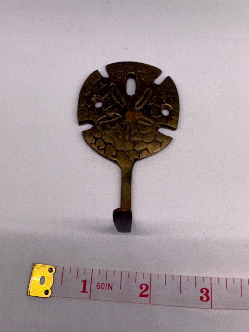 Vintage Brass Sand Dollar Wall Hook Coastal Nautical Beach Decor